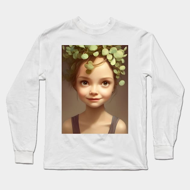 Spring Time Eucalyptus Girl Long Sleeve T-Shirt by LyndiiLoubie